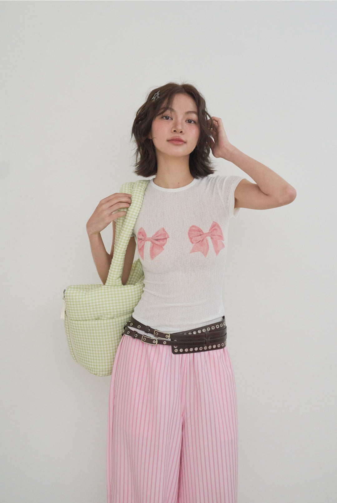 WIDE BAG - PLAID GREEN