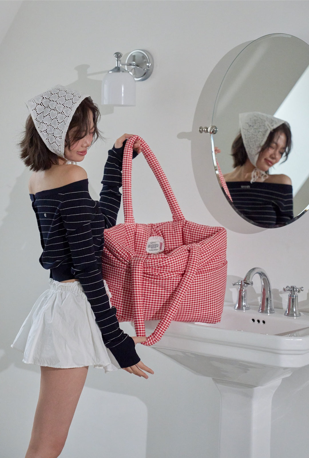 WIDE BAG - PLAID RED