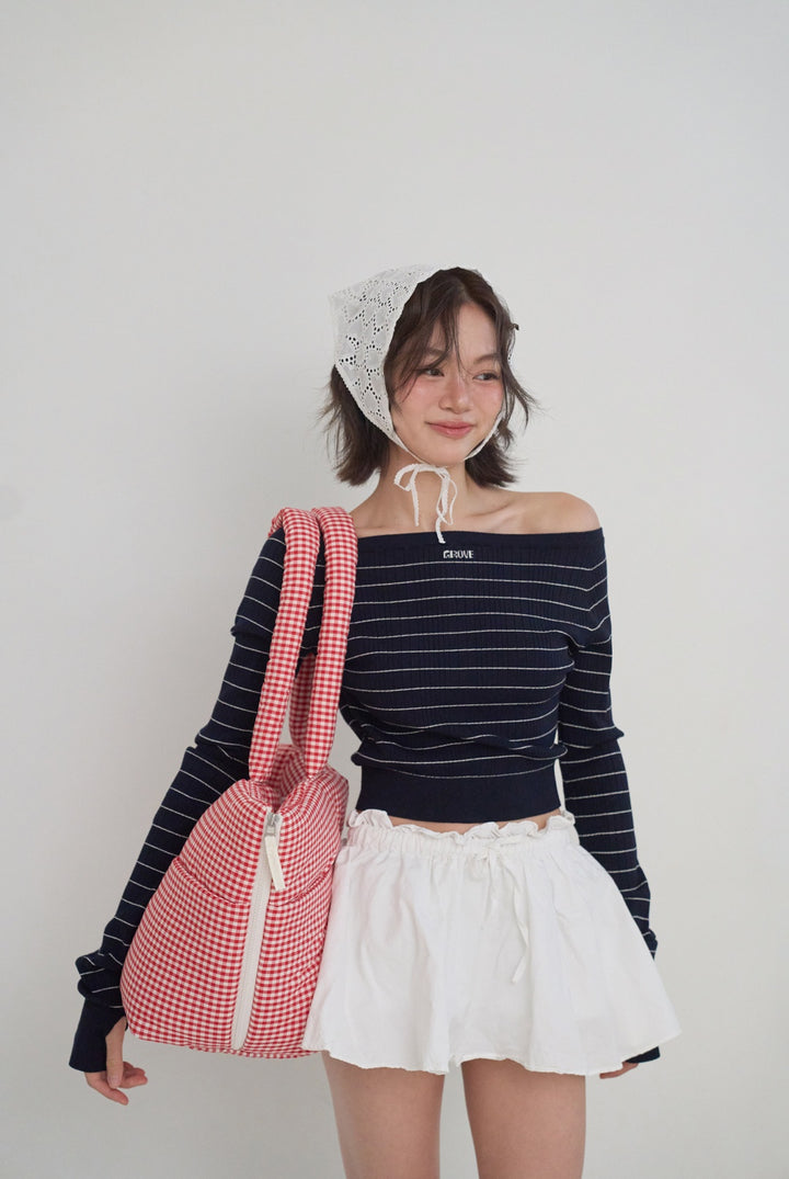 WIDE BAG - PLAID RED