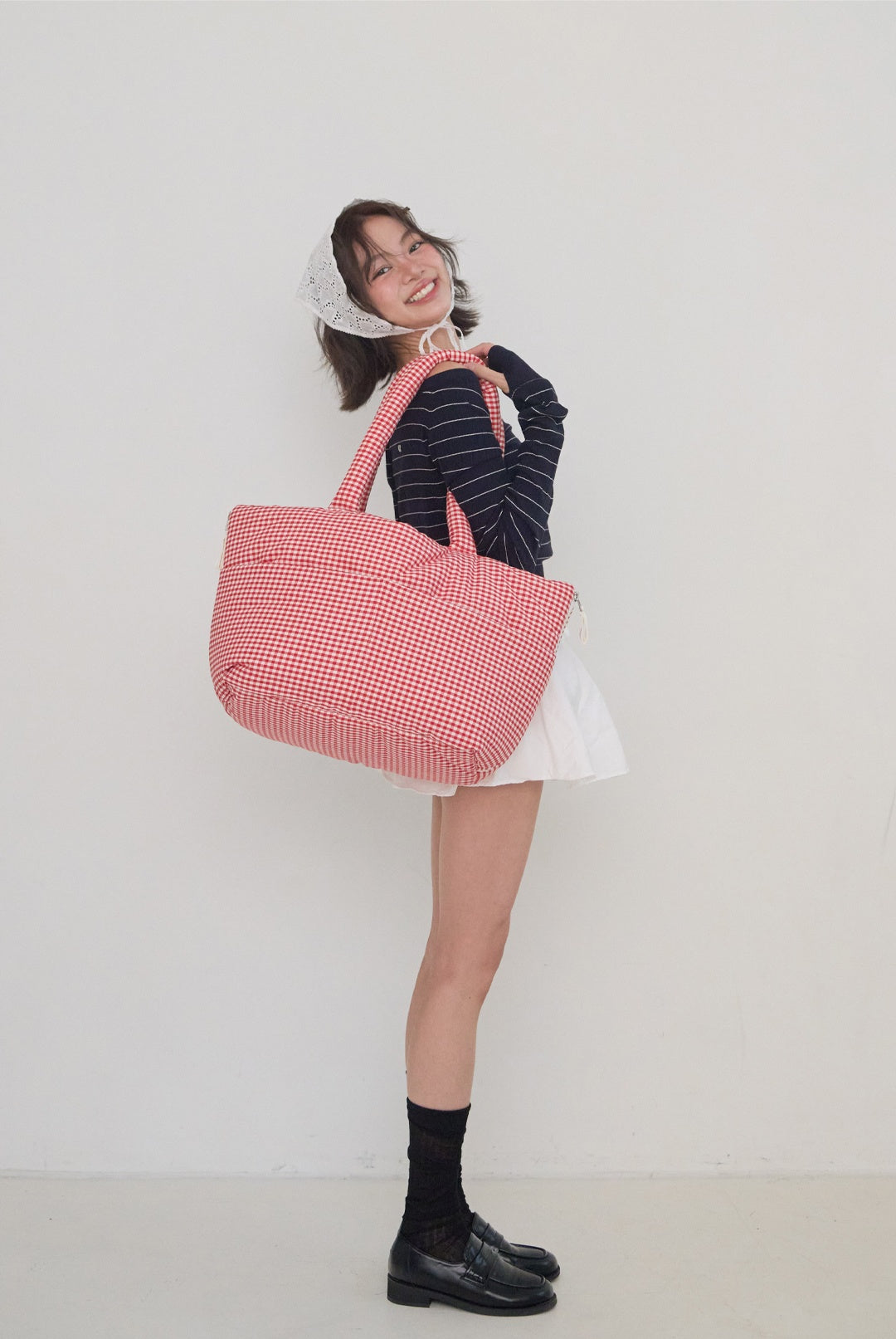 WIDE BAG - PLAID RED