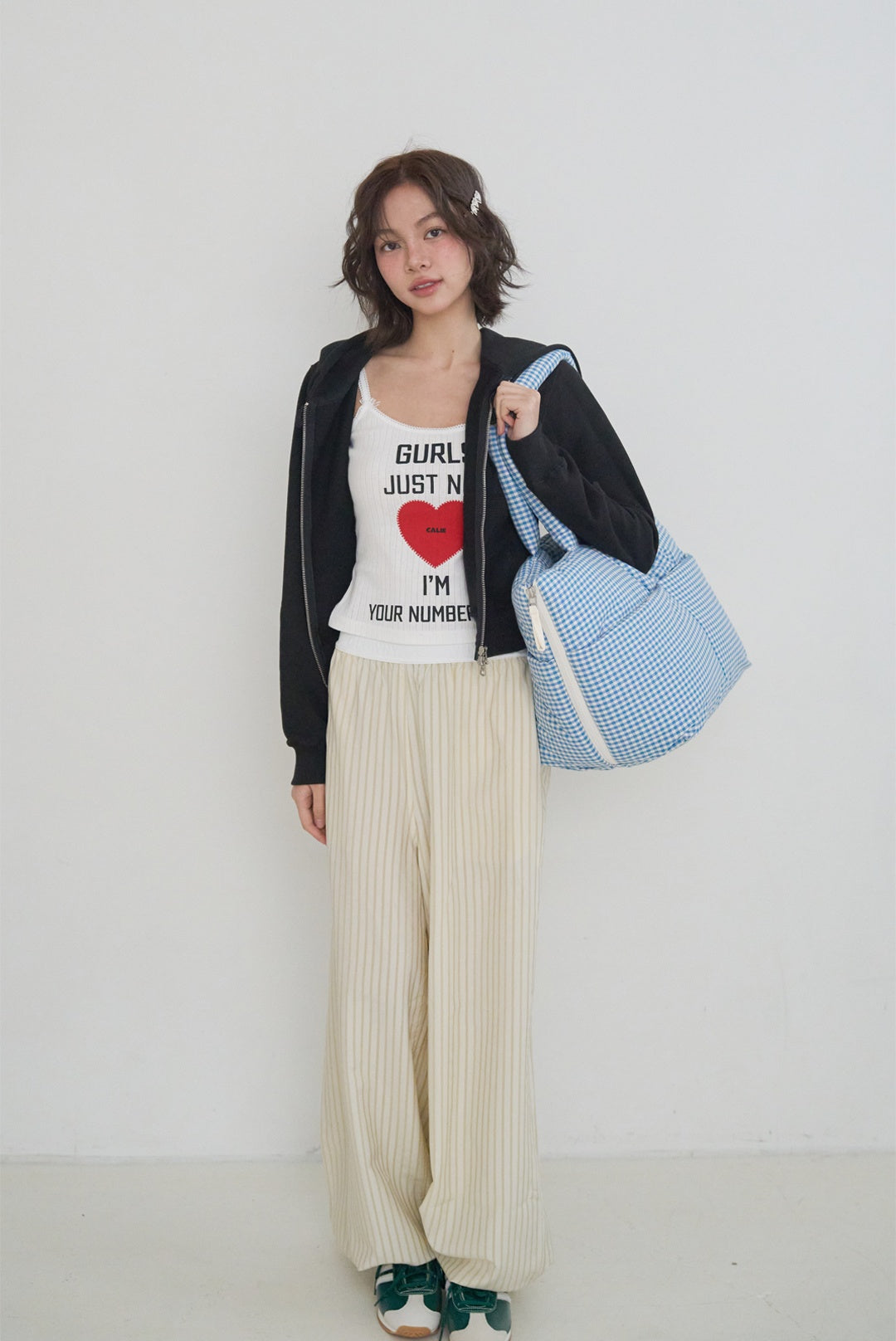 WIDE BAG - PLAID GREEN