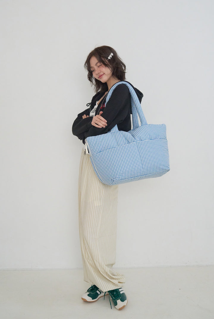 WIDE BAG - PLAID GREEN