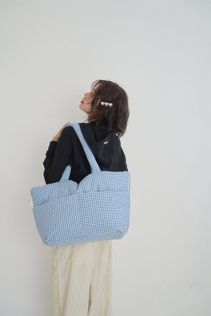 WIDE BAG - PLAID GREEN