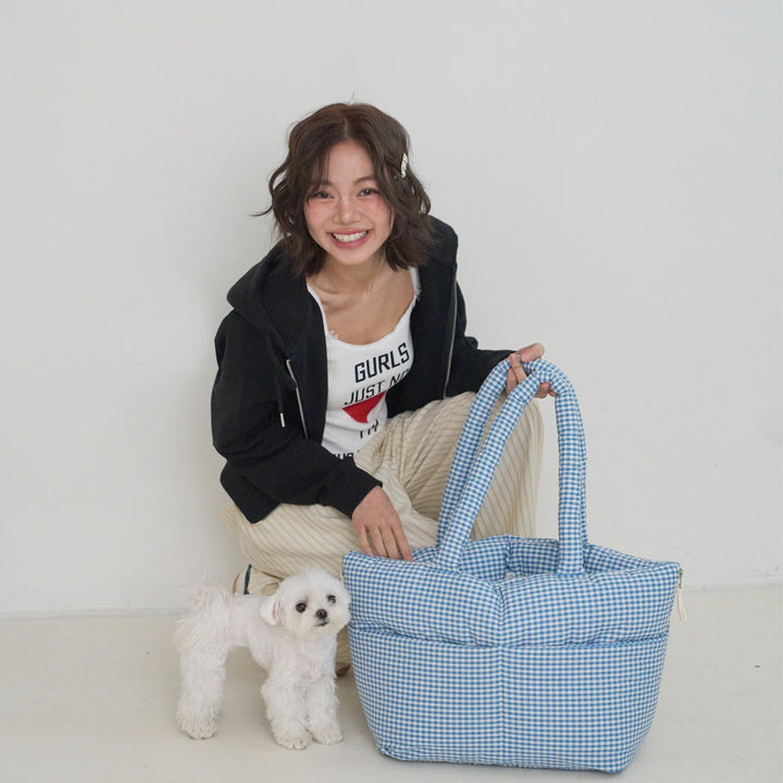 WIDE BAG - PLAID BLACK