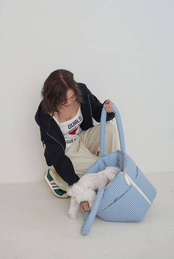 WIDE BAG - PLAID GREEN