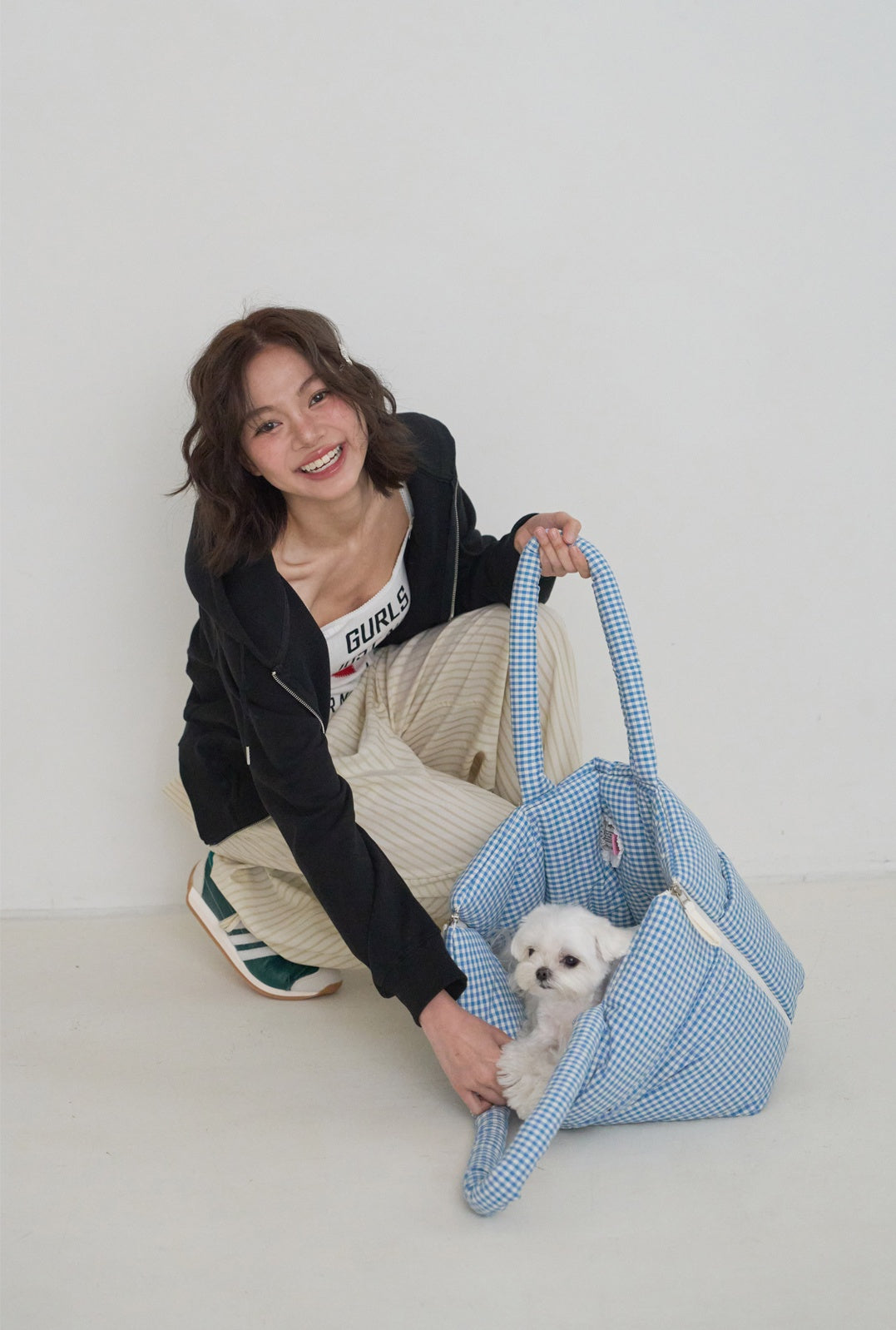 WIDE BAG - PLAID GREEN