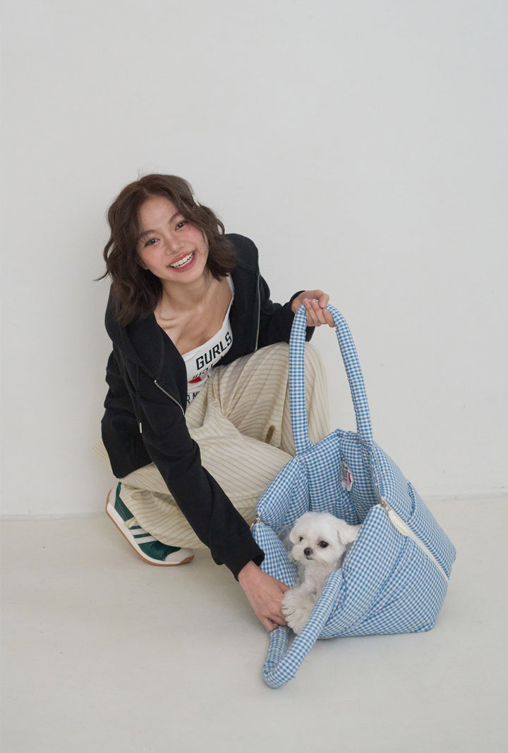 WIDE BAG - PLAID GREEN