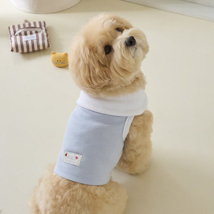 ボウカラー クロップTシャツ (ライトブルー)