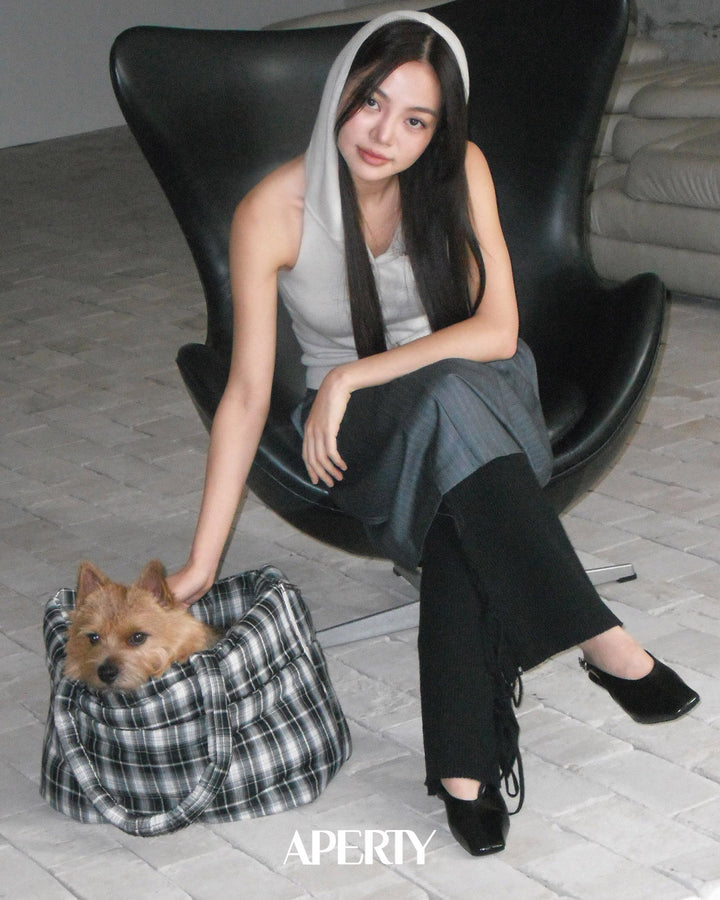 WIDE BAG - TARTAN BLACK