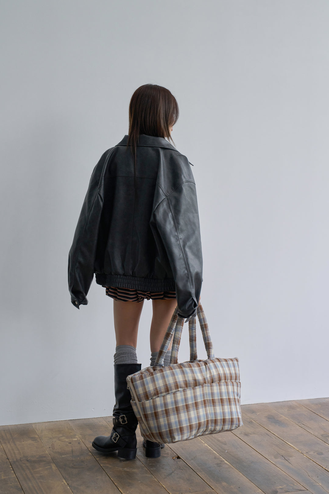 WIDE BAG - TARTAN BLUE