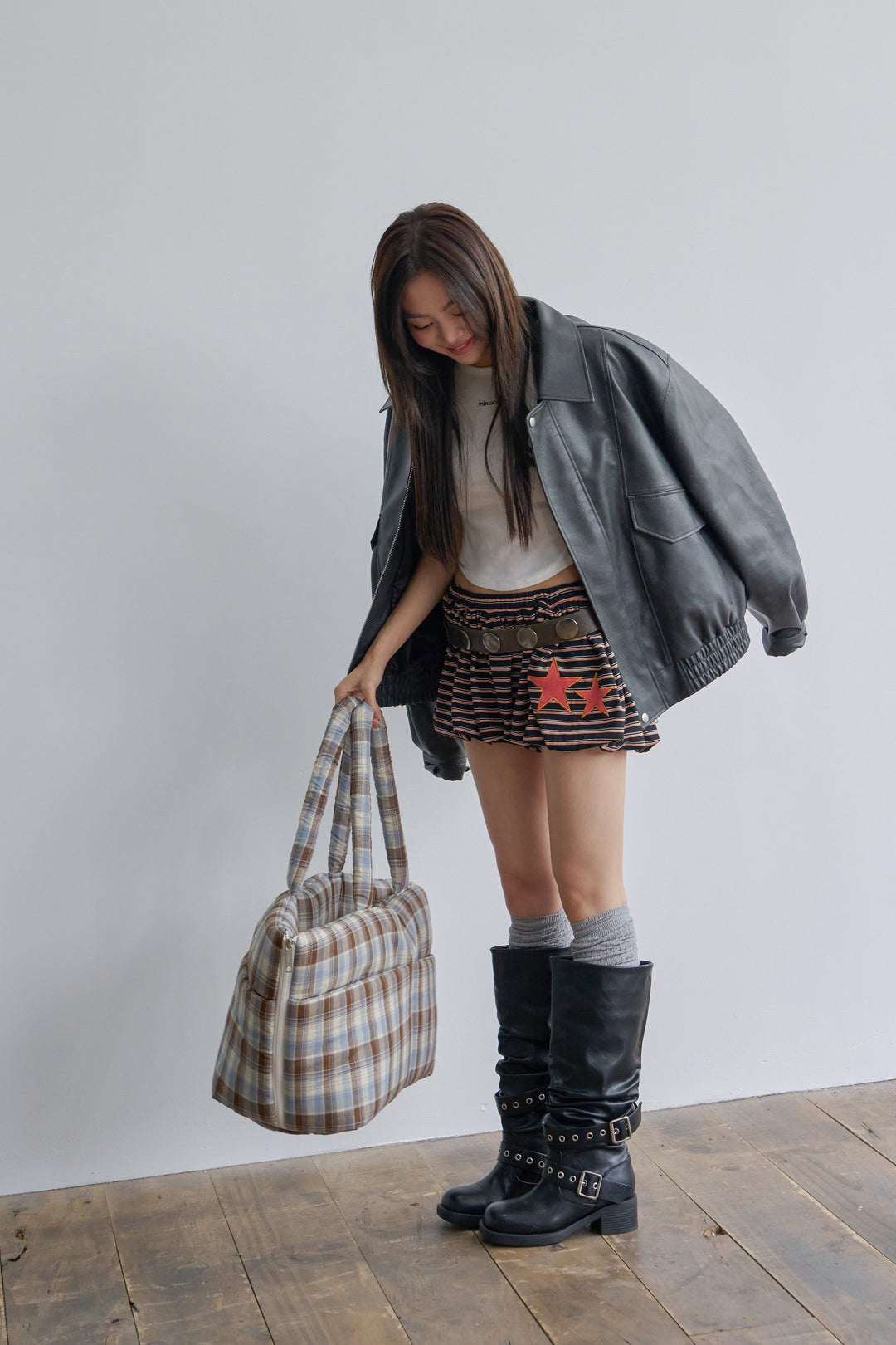 WIDE BAG - TARTAN BLUE
