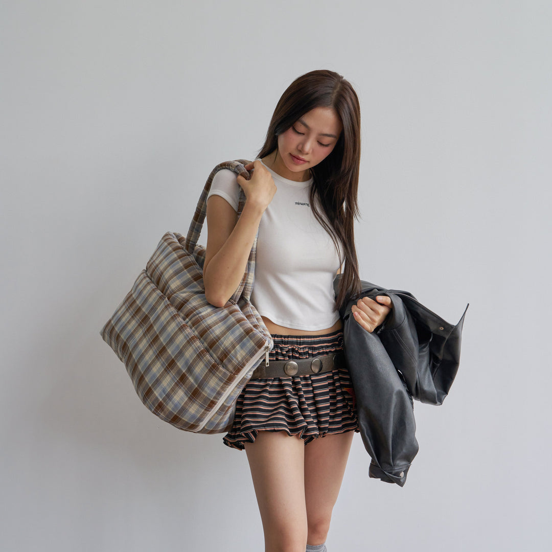 WIDE BAG - TARTAN BLUE