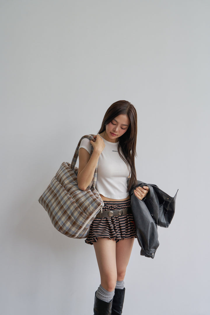 WIDE BAG - TARTAN BLUE