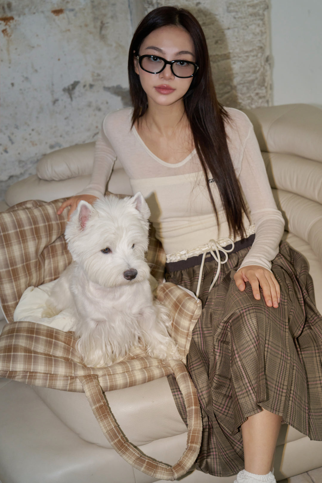 WIDE BAG - TARTAN BROWN