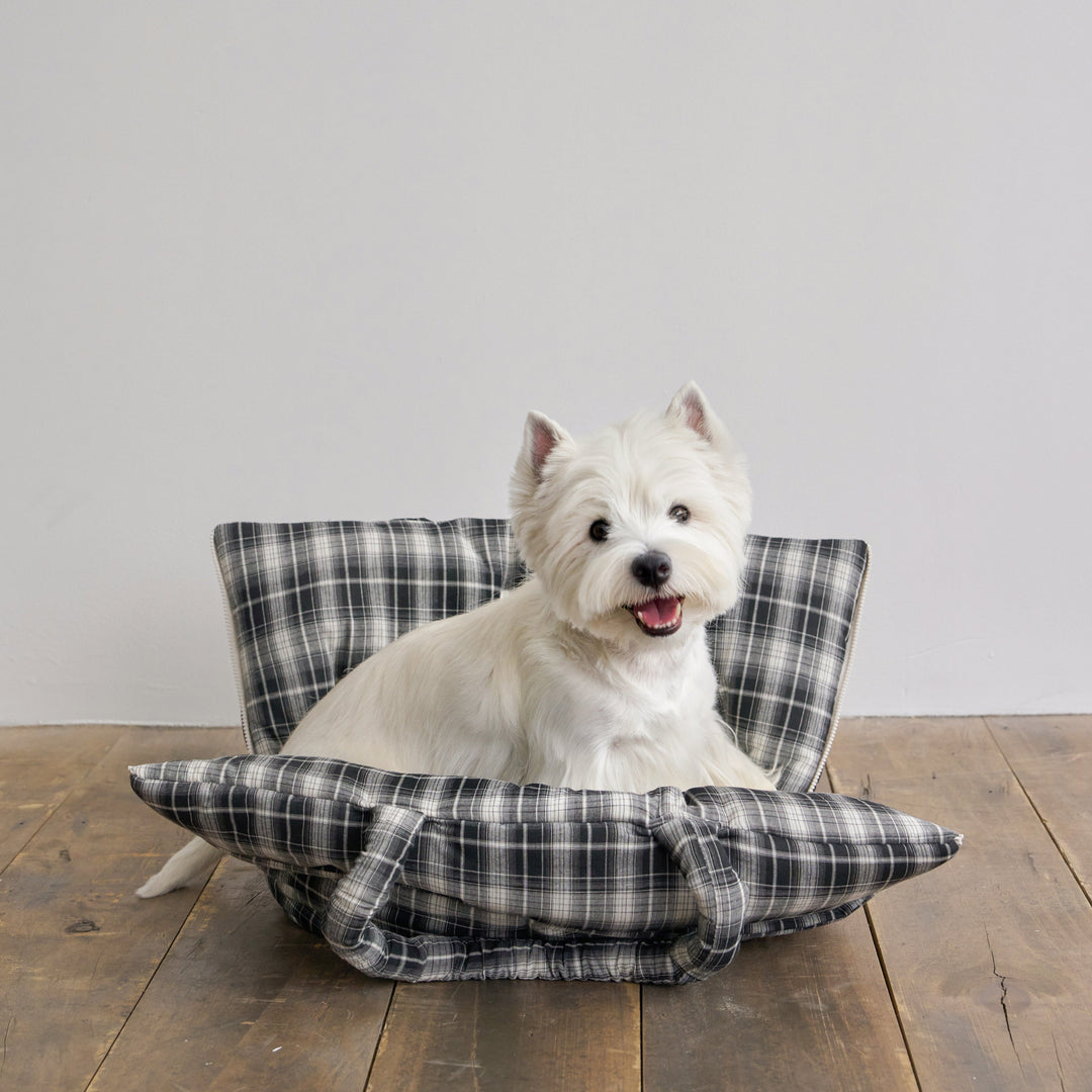 WIDE BAG - TARTAN BLACK