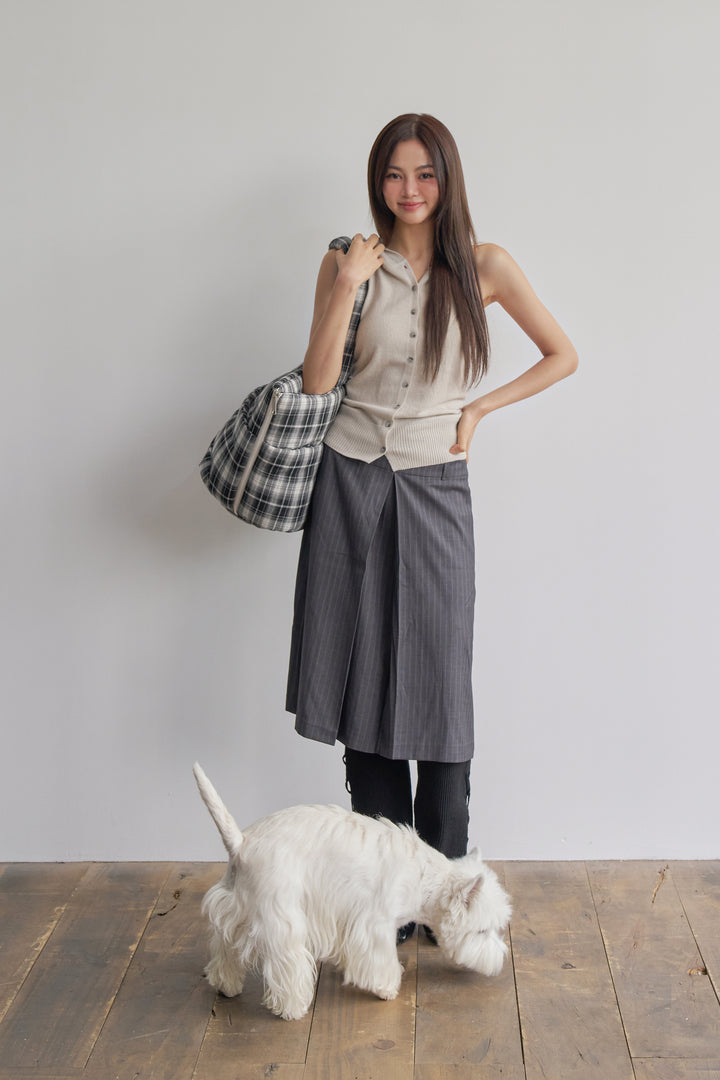 WIDE BAG - TARTAN BLACK