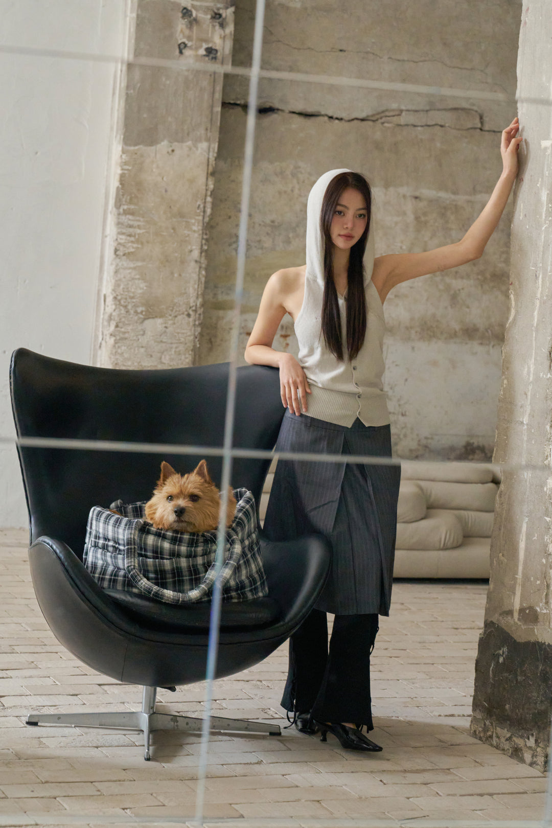 WIDE BAG - TARTAN BLACK