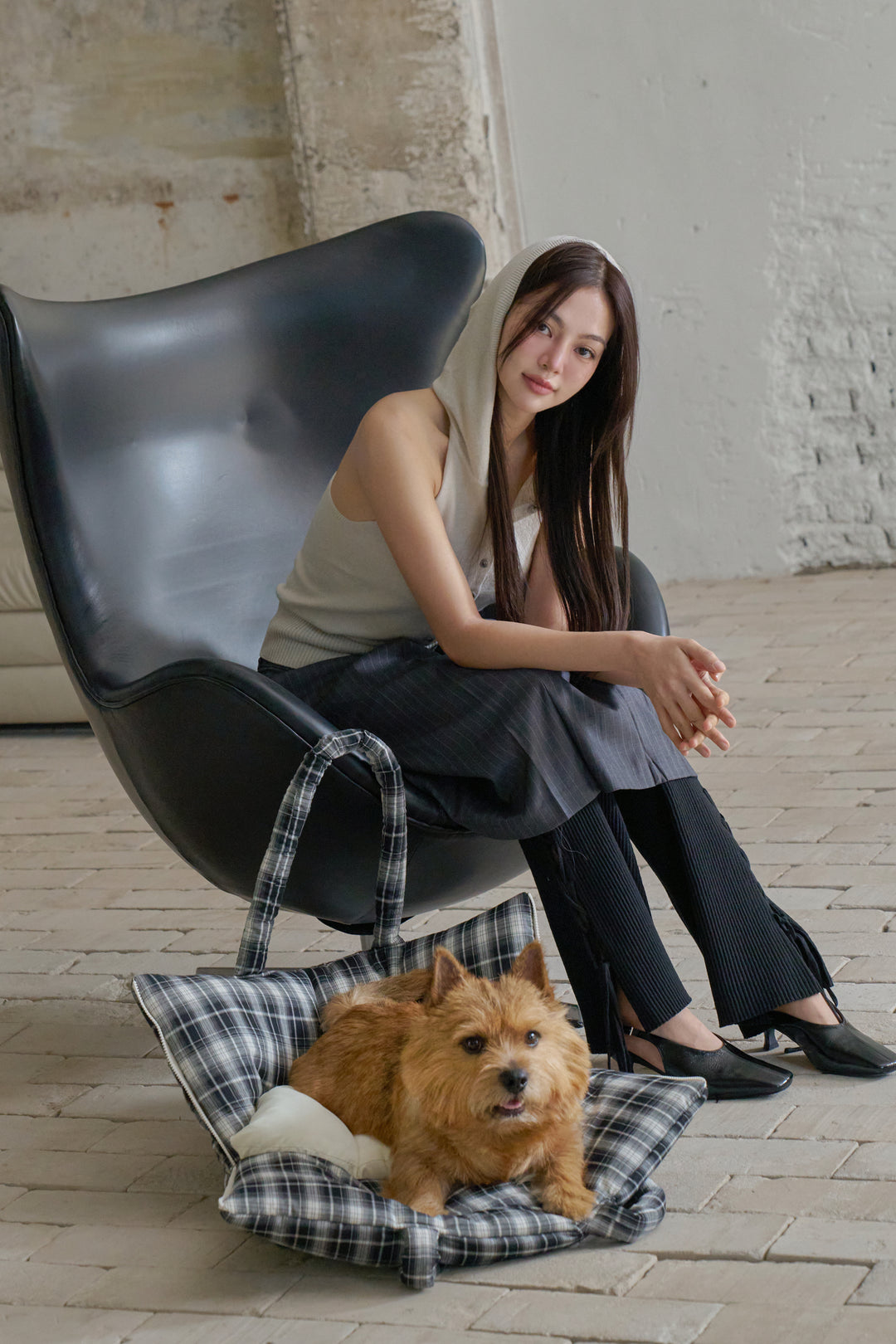 WIDE BAG - TARTAN BLACK