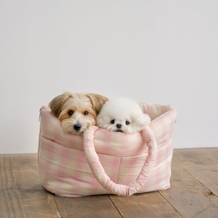 WIDE BAG - TARTAN PINK