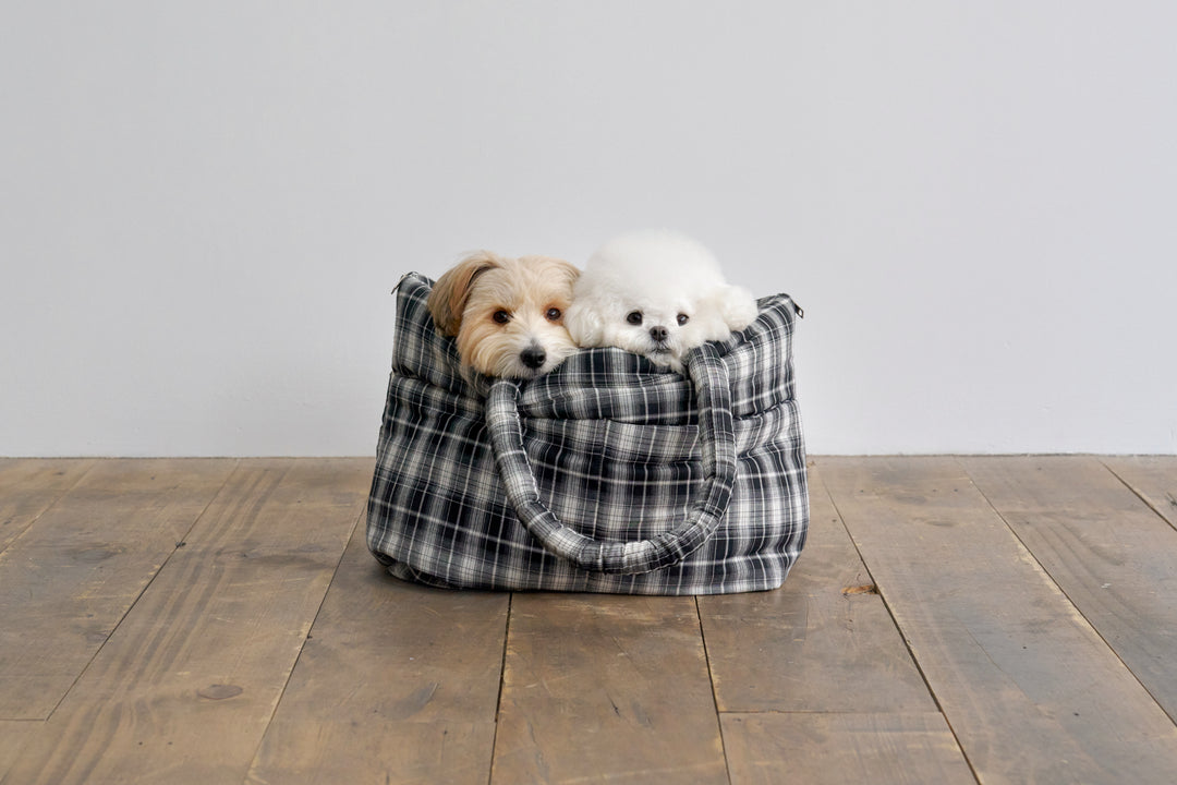 WIDE BAG - TARTAN BLACK