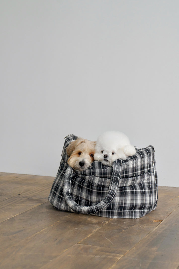 WIDE BAG - TARTAN BLACK