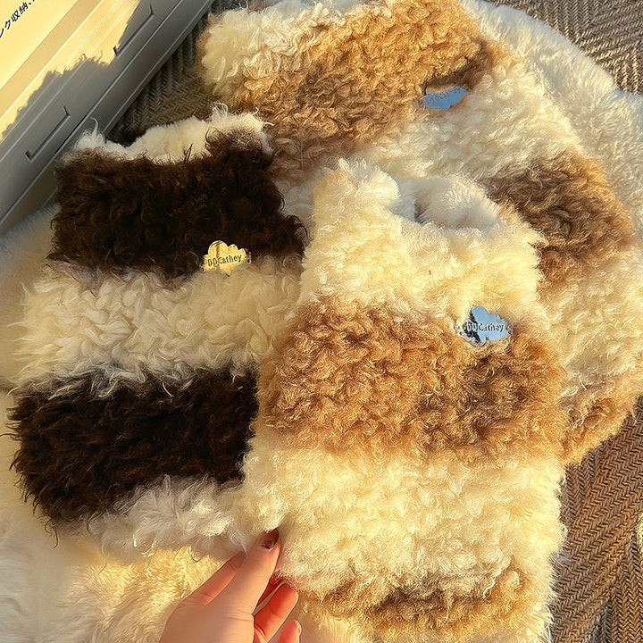 モコモコブロックボアベスト