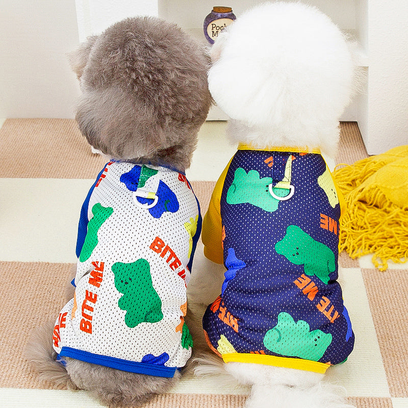 くまさん柄メッシュ生地ロンパース