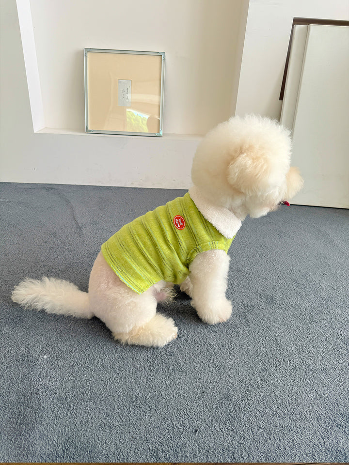 もこもこカラー付きニットベスト