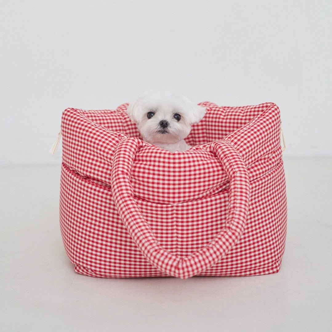 WIDE BAG - PLAID RED