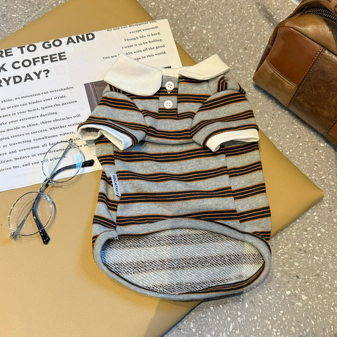 ストライプポロTシャツ&フリルワンピース