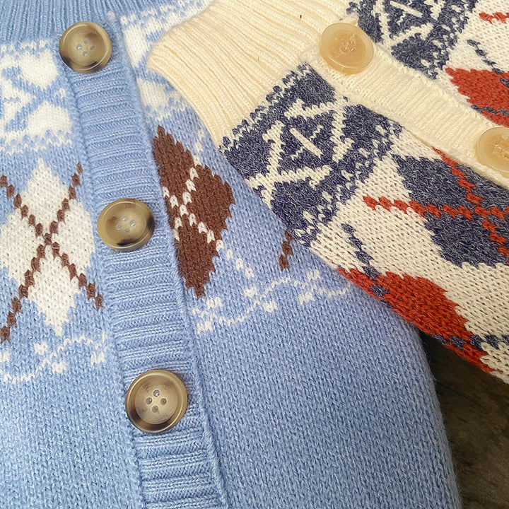 クラシックアーガイルニットカーデ