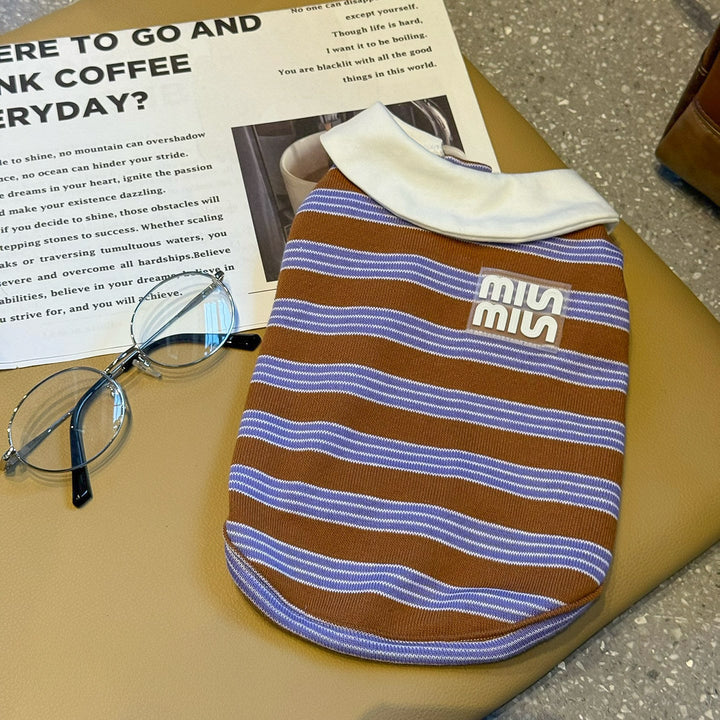 ストライプポロTシャツ&フリルワンピース