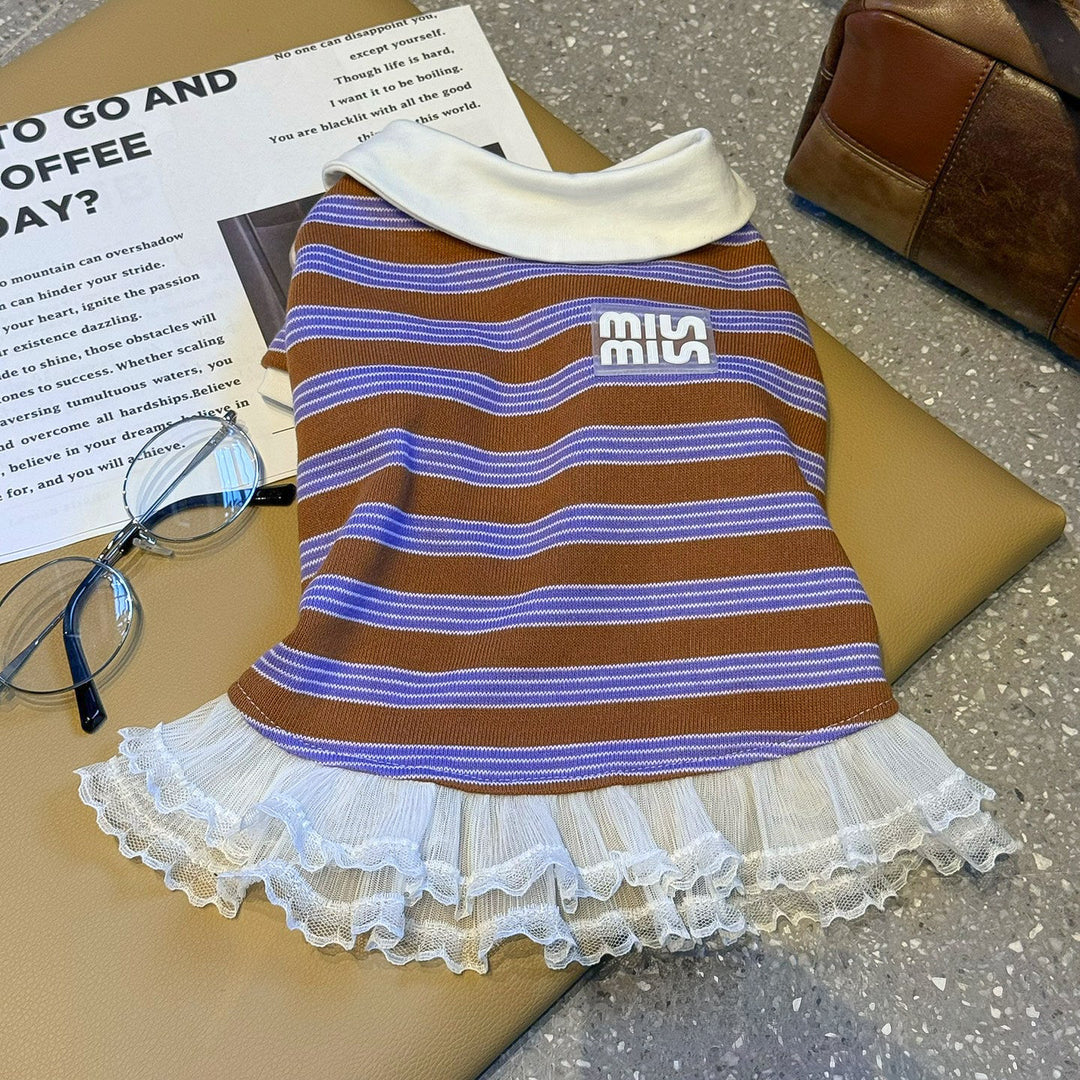 ストライプポロTシャツ&フリルワンピース