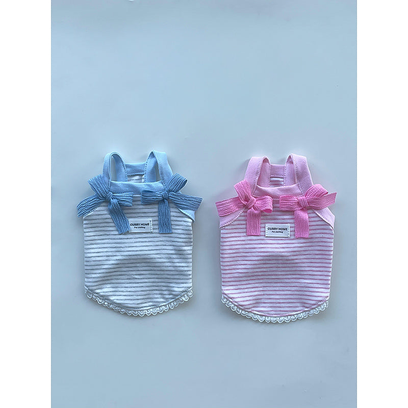 リボン付きボーダータンクトップ