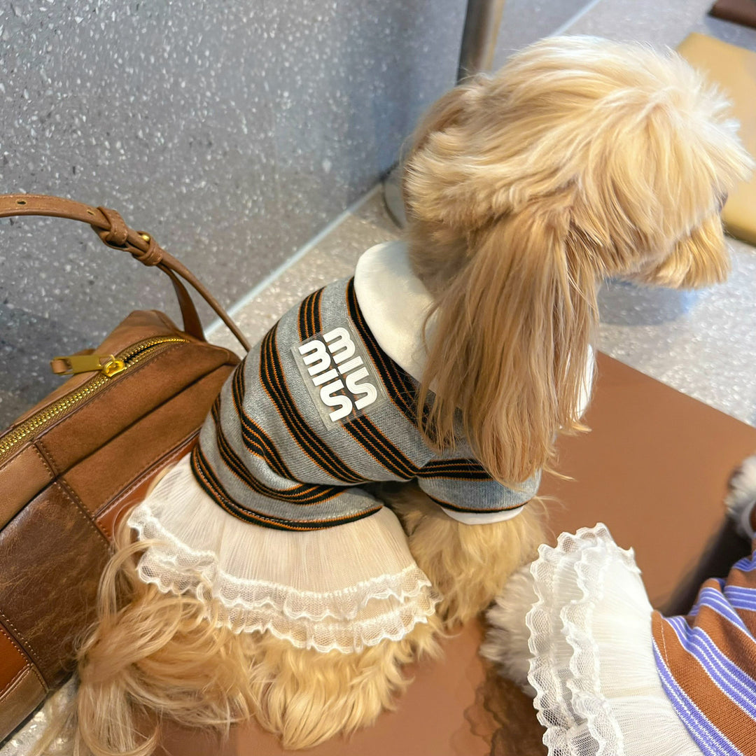 ストライプポロTシャツ&フリルワンピース