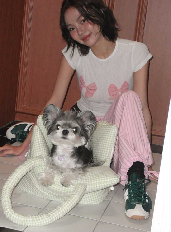 WIDE BAG - PLAID GREEN