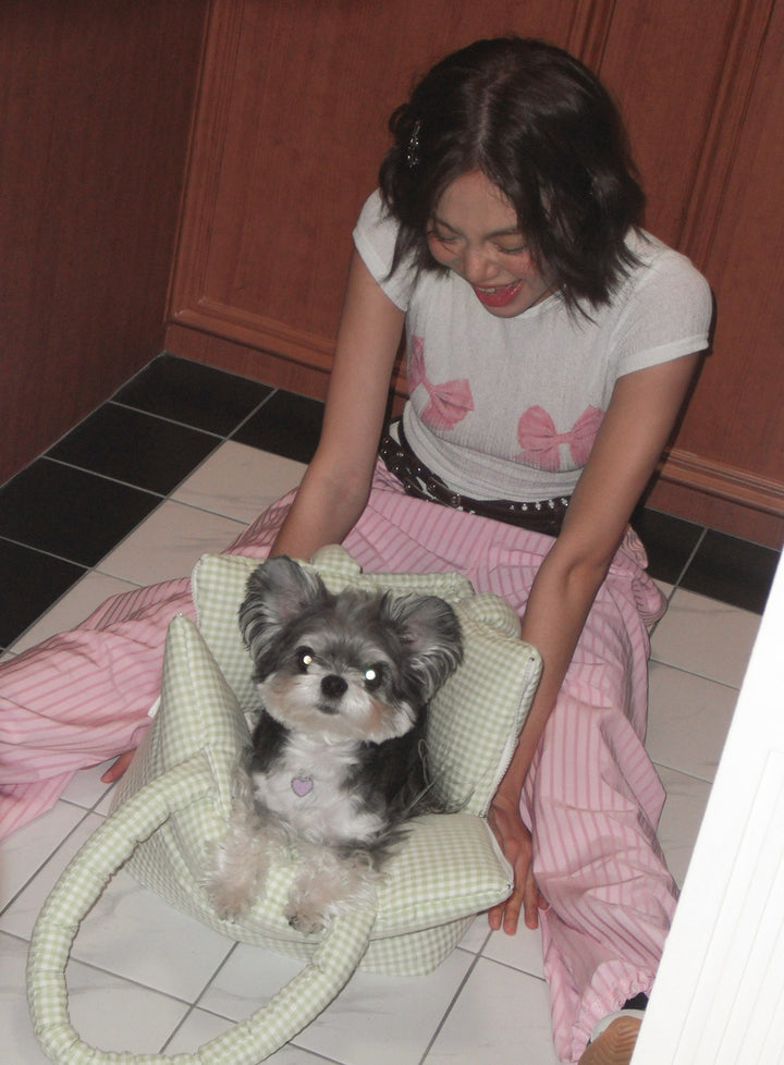 WIDE BAG - PLAID GREEN