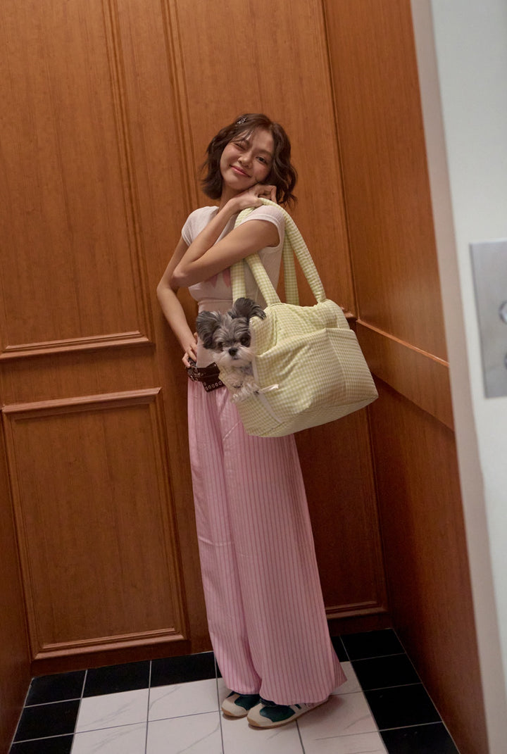 WIDE BAG - PLAID GREEN