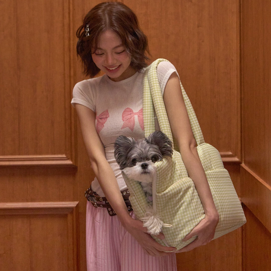 WIDE BAG - PLAID RED