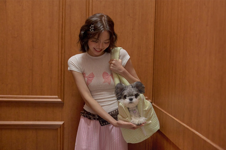 WIDE BAG - PLAID GREEN