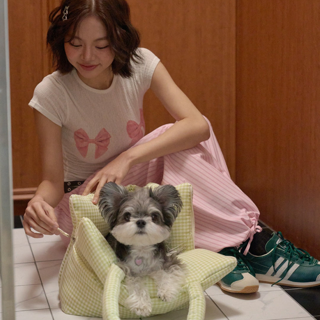 WIDE BAG - PLAID RED