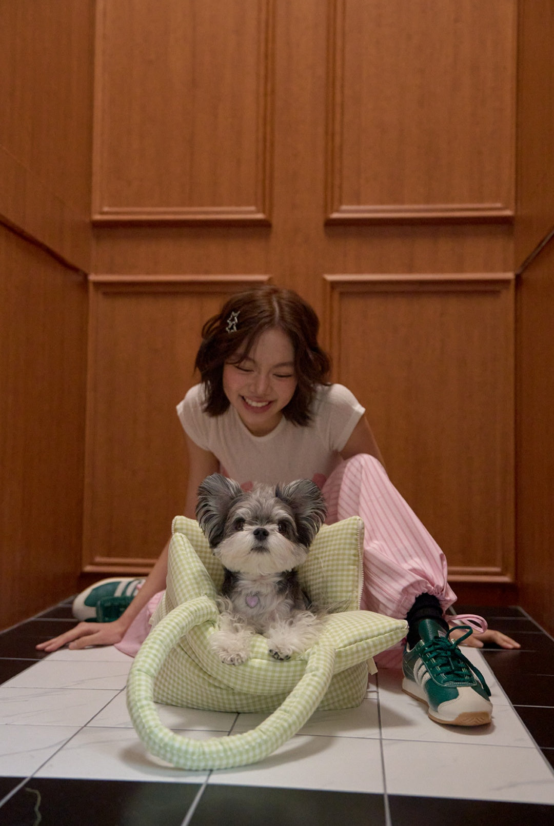 WIDE BAG - PLAID GREEN