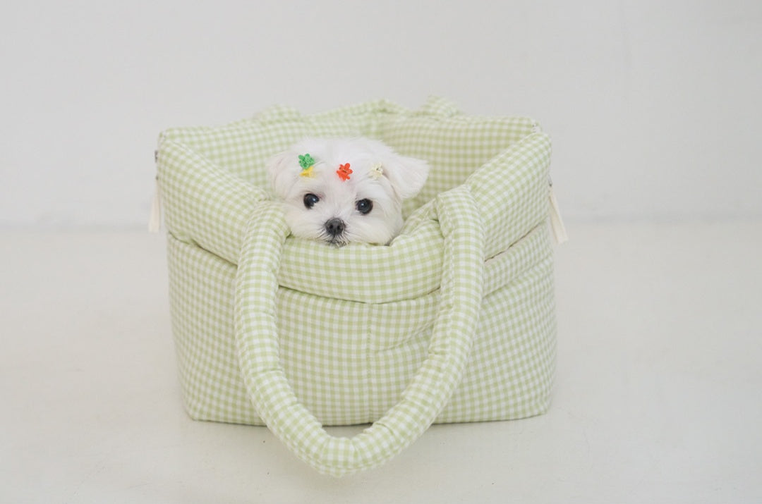 WIDE BAG - PLAID GREEN