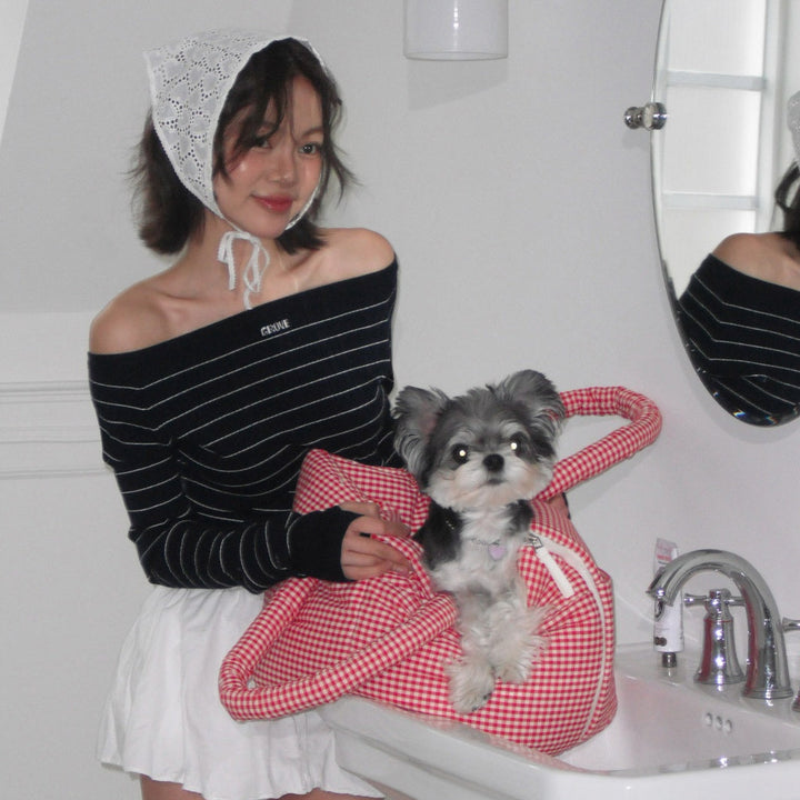 WIDE BAG - PLAID RED