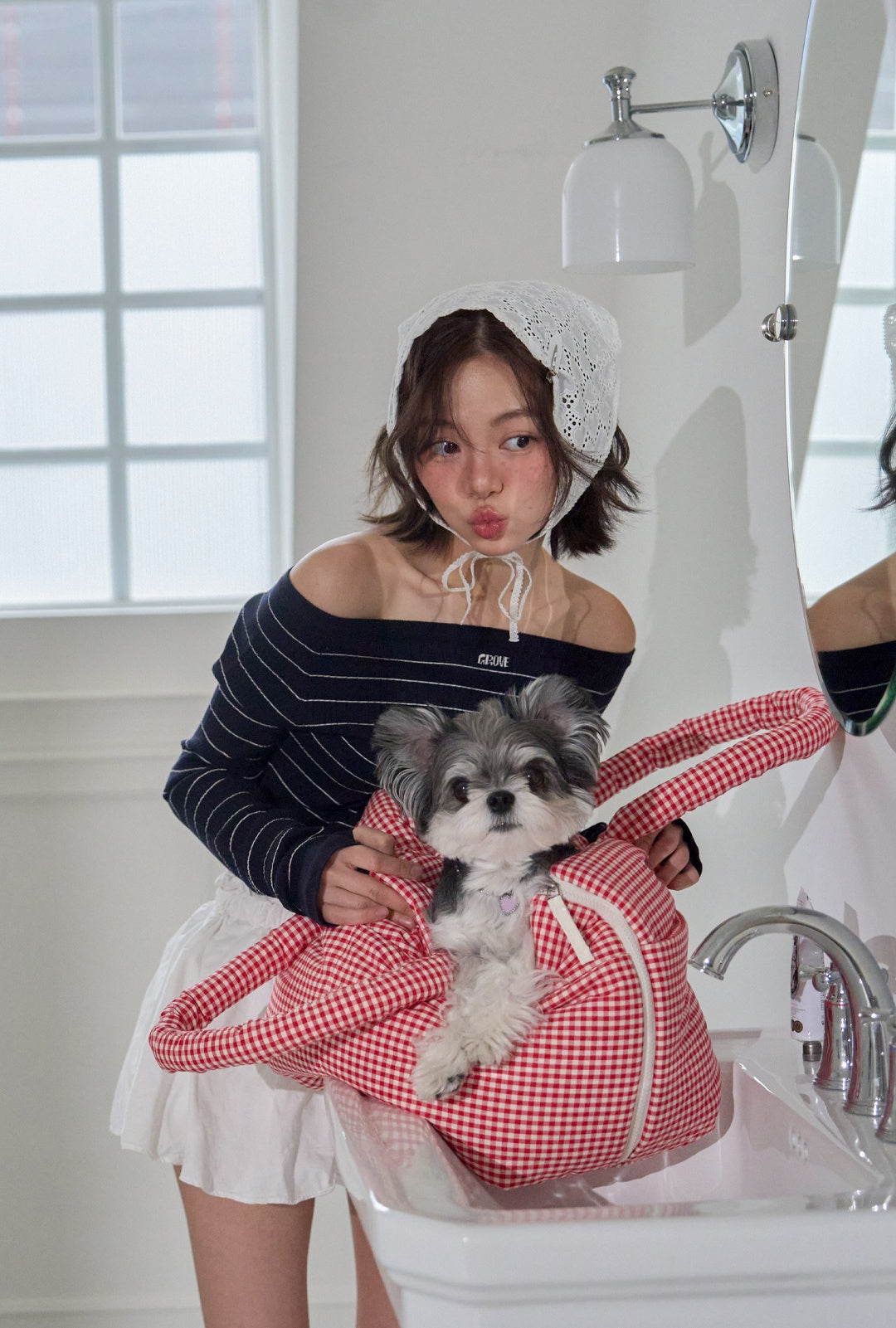 WIDE BAG - PLAID RED