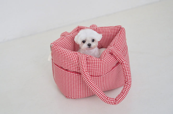 WIDE BAG - PLAID RED