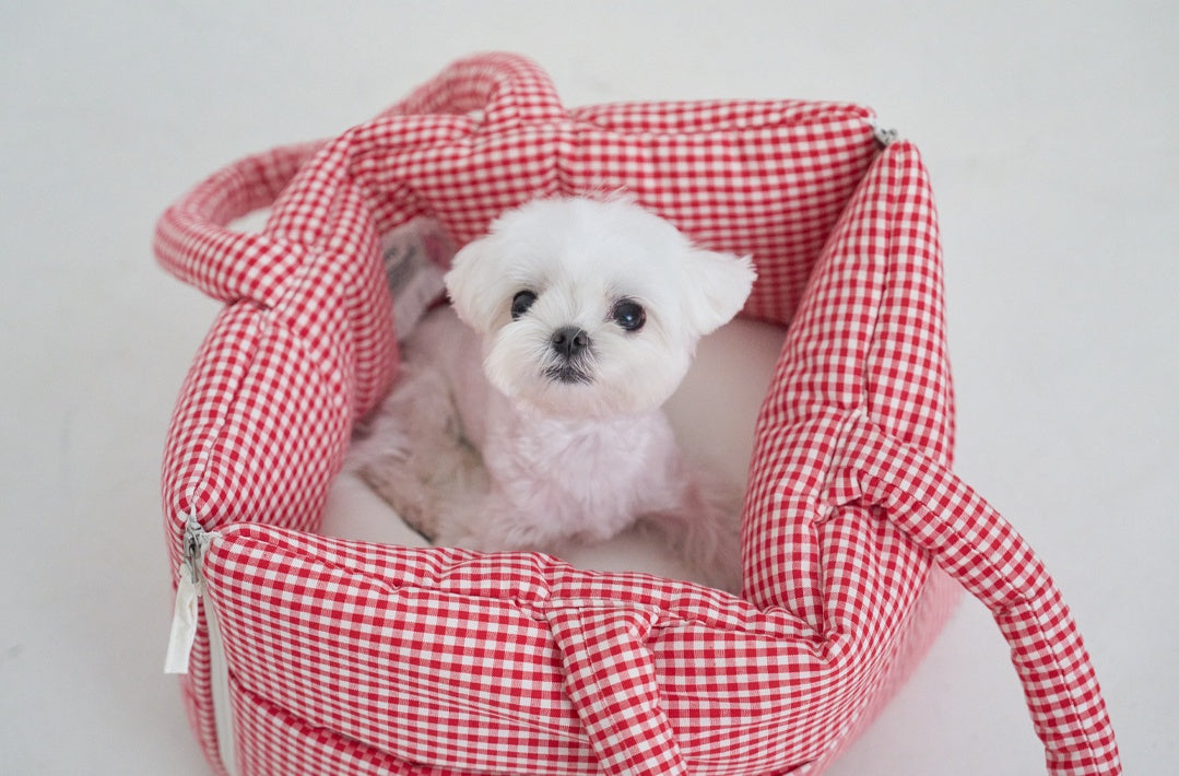 WIDE BAG - PLAID RED