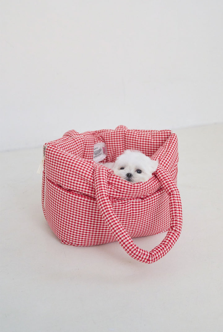 WIDE BAG - PLAID RED