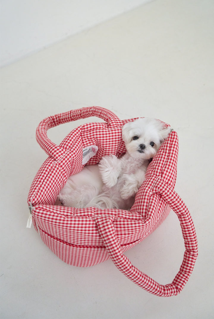 WIDE BAG - PLAID RED