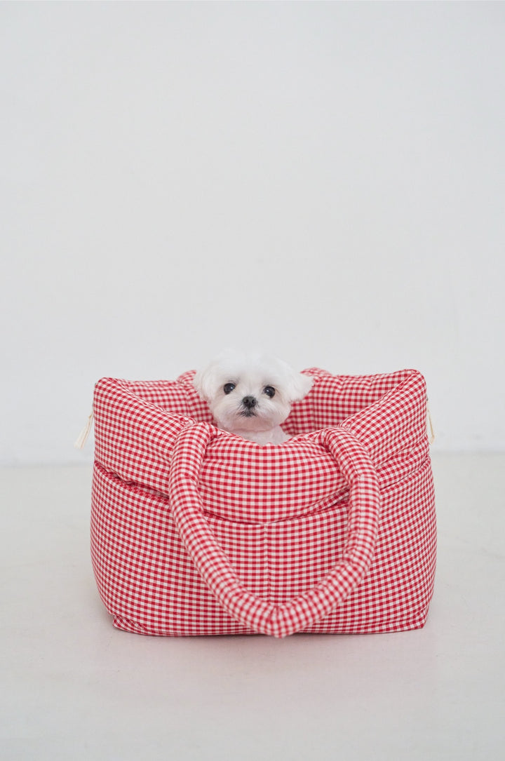 WIDE BAG - PLAID RED